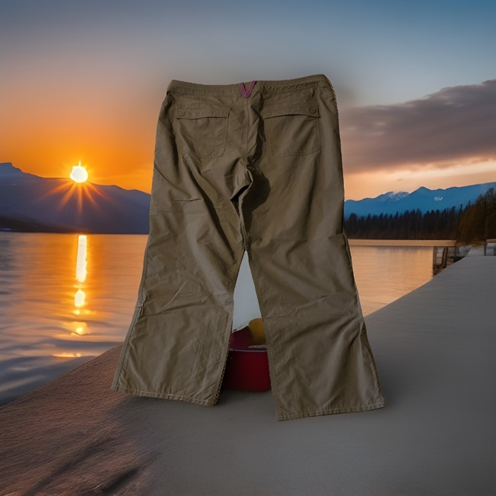 The North Face Ladies‎ Roll Tab Water Resistant Olive Brown Pants Sz 16 Wide Leg